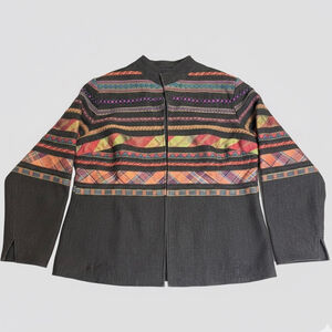 Coldwater Creek W18 Tapestry Jacket Multicolor Embroidered Artsy Southwestern